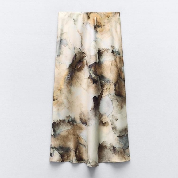 ZARA SATIN TIE-DYE SKIRT - Picture 5 of 7